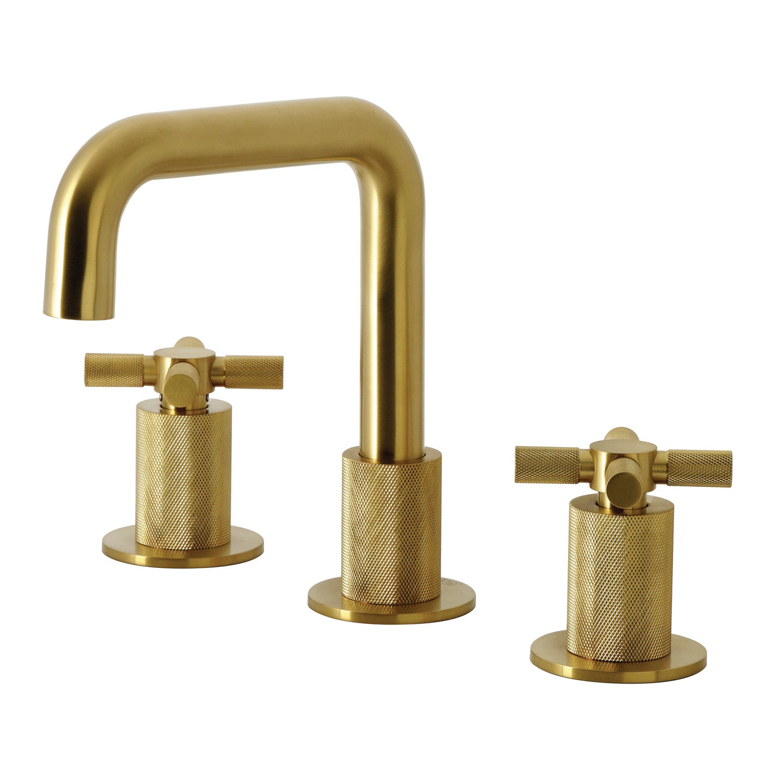 Kingston Sona KS1417KNX - Convergent Two-Handle 3-Hole Deck Mount Widespread Bathroom Faucet with Push Pop-Up Drain, Brushed Brass — image 1